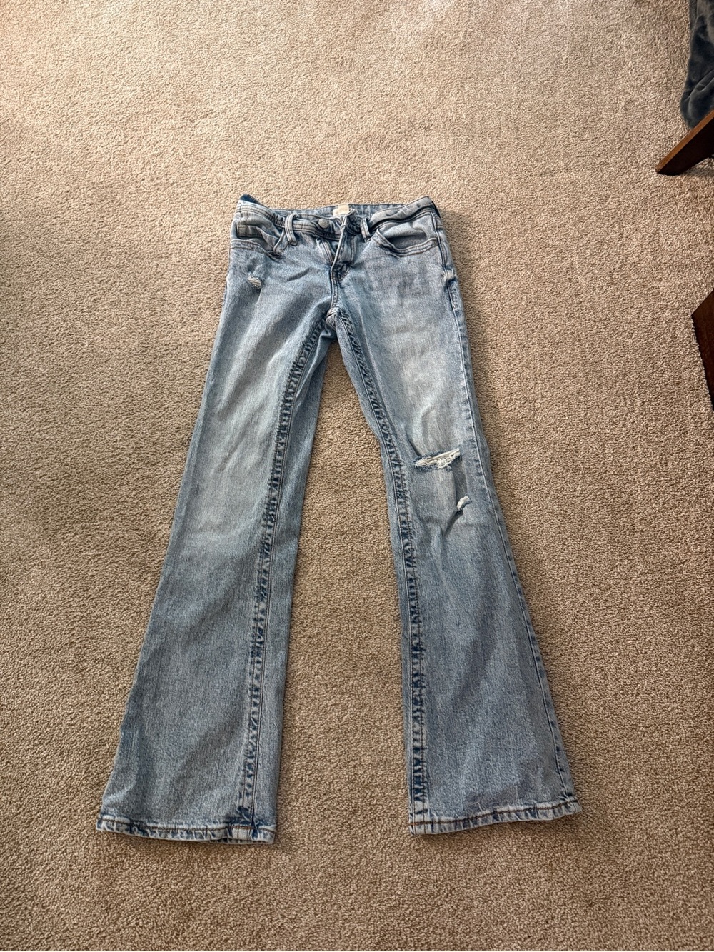 Roxy Light Blue Distressed Boot Cut Jeans